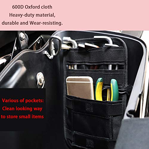 AUFER Motorcycle Internal Saddlebags Lid Organizer Bags Hard Bags Saddle Bag Small Tools Storage Pouch Compatible With For Harley VRSC Softail Touring Sportster Dyna Indian Yamaha Kawasaki,Black