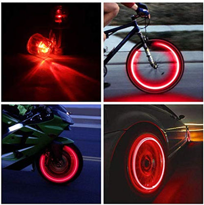 LED Tire Lights for Car 4 Pack Trucks Valve Stem Cap Bike Golf Cart Firefly Wheel Light Bicycle Waterproof Motorcycle Tyre Spoke Lamp for Boy Girl Men Women with 10 Extra Batteries(O-Red) - color: O-Red