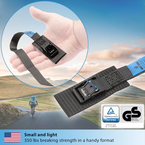 valonic ANT - Short Lashing Strap, Padded, 4 Pieces, 2.5 ft, 350lbs Breaking Strength, cam Buckle, Black - tie Down Straps for Bike Rack - size: 2.5 FT