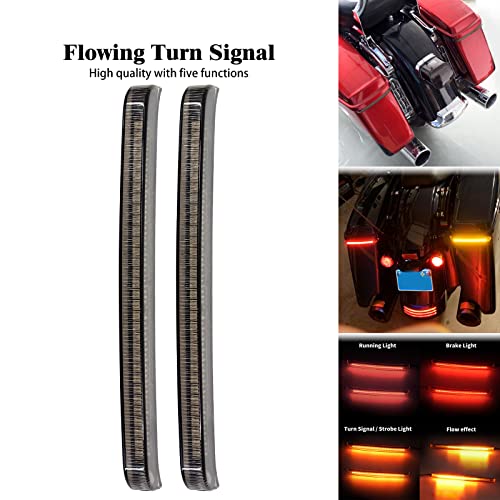 Motorcycle Saddlebag Latch Lights Cover & Sequential Brake Turn Signals Tail Light Set Fit for Harley Touring Street Glide Electra Glide Road Glide Road King Ultra Limited 2014-2022 Smoke