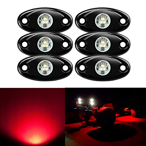 6 Pods LED Rock Lights, Ampper Waterproof LED Neon Underglow Light for Car Truck ATV UTV SUV Offroad Boat Underbody Glow Trail Rig Lamp (Red) - color: Red, size: 6 Pods
