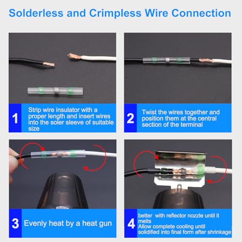 252PCS Heat Shrink Solder Seal Wire Connectors Kit -120 Waterproof Butt Connectors &132 3:1 Heat Shrink Tubing, Marine-Grade Insulated Electrical Wire Terminals for Automotive, Boat, Truck - size: 252PCS