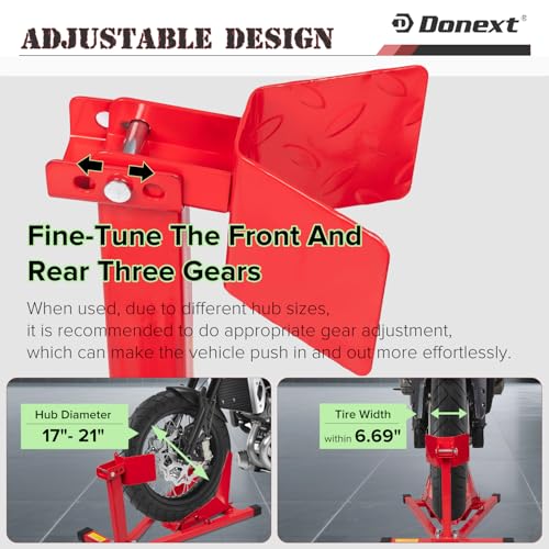 Motorcycle Front Tire Chock, Adjustable Motorcycle Wheel Chock, 1500 lbs Heavy Duty Wheel Stand for 17"- 21" Wheels, Motorbike Front Chock Trailer Stand(Red) - size: 1500lbs for 16"-21" Wheels（triangle）