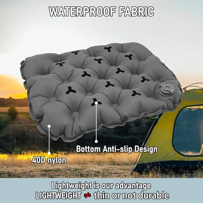 Inflatable Seat Cushion, Lightweight Stadium Seat Pad, Travel Air seat Cushion Anti-Slip for Airplane, Long Flights, Hiking, Climbing, Home and Camping, Compact Air Cushion - color: Gray(two Pack)