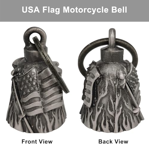 Dream Apparel Motorcycle Bell Guardian Angel Drive Away Gremlin, Biker Bell for Men Women Rider Riding, Good Luck Gift - style: Usa Flag