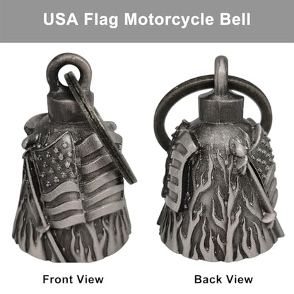 Dream Apparel Motorcycle Bell Guardian Angel Drive Away Gremlin, Biker Bell for Men Women Rider Riding, Good Luck Gift - style: Usa Flag