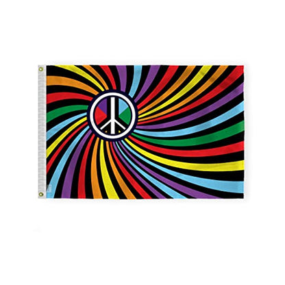 AGAS Peace Swirl Rainbow Flag 2x3 Ft - Printed 200D Nylon - Brass Grommets - Fade Proof Sharp Colors - Swirl Pride Community Flag - color: 2x3 ft