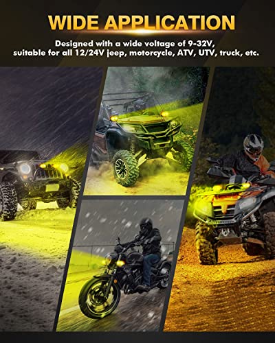 Auxbeam 4In 60W Amber Fog Lights, Amber Led Pods Super Bright Spot Beam Offroad Lights with Plug and Play Wiring Harness Kit for Truck SUV ATV UTV Jeep Wrangler Motorcycle - color: Amber Spot Beam (ZD000706)