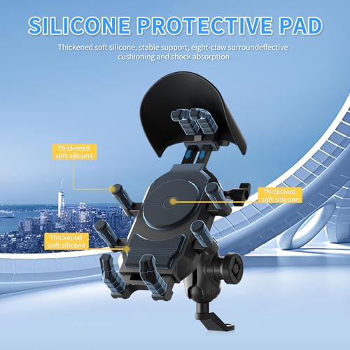 Motorcycle Rearview Mirror Phone Holder, 8-Claw Heavy Duty Thick Phone Mount Compatible with iPhone 15/14/13 Pro Max, Samsung Galaxy S23/S22 Ultra, Gopro Camera - color: Rearview Mirror Mount