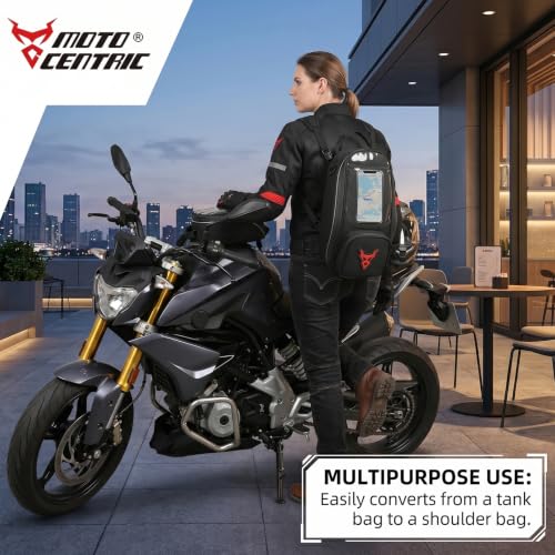 MOTOCENTRIC Magnetic Motorcycle Tank Bag, 1200D Splash-Resistant Fuel Tank Bag with Touchscreen Phone Pocket, Universal Bikers Shoulder & Handheld Storage Bag for Metal and Plastic Tanks (Green) - color: Green