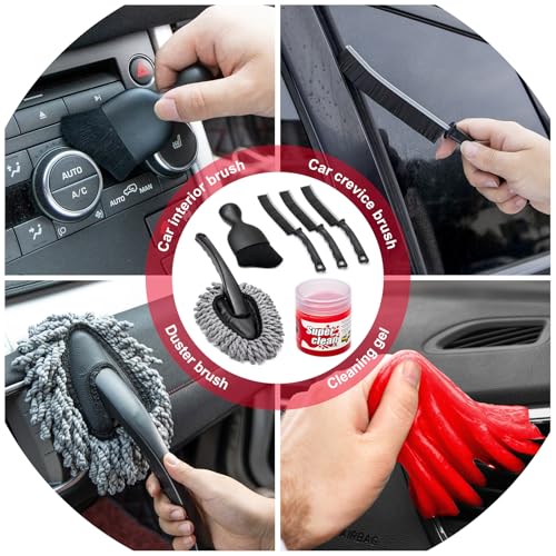 47Pcs Car Wash Cleaning Kit with High Power Handheld Vacuum Windshield Cleaning Tool with Side Mirror Squeegee Bucket Detailing Brushes Tire Brush Towels Complete Detailing Set for Car - size: 47Pcs