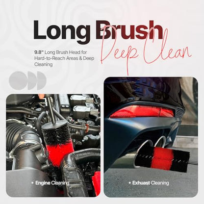 Pack of 1 Wheel Brush - 19Inch Long, Soft Bristle, No Scratch Car Wheel Cleaner Brush - Detailing Brush for Tires, Wheels, Rims, Exhaust Tips, Vehicle Engine, Motorcycles - size: Large