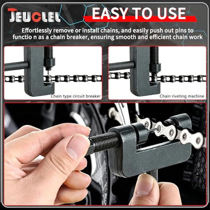 13PCS Chain Breaker Tool Kit with Rivet and Roller Chain Link Removal Tool, Chain Breaker Rivet Cutter Heavy Duty Chain Splitter for Motorcycle, Bike, ATV Chain Maintenance Set