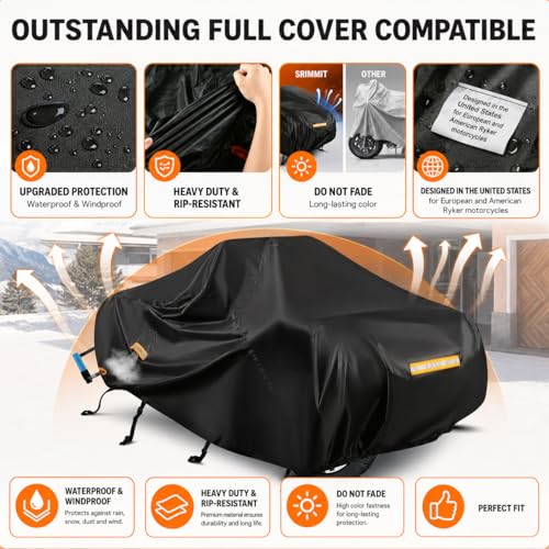 3 Wheel Motorcycle Cover for Can-Am Spyder RT Limited 2016-2026, 420D Reverse Trike Cover Water Resistant All Weather Outdoor with Lock Holes & Windproof Straps