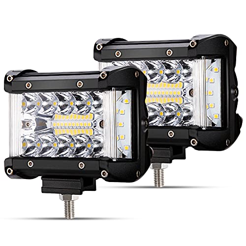 FIERYRED Side Shooter LED Pods 4 Inch Spot Flood Combo LED Light Bar,60W 8000LM Work Lights Off Road Driving Fog Bumper Vehicle Headlights for ATV UTV Truck Boat,IP68,(2pcs) - size: 4 Inch