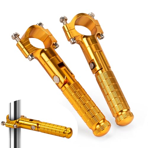 XINGWU 1.25" Foldable Motorcycle Highway Foot Pegs Universal for 32mm Crash Bars CNC Anti-Slip Foot Rest Pedals for Harley Davidson Touring Honda Yamaha Suzuki Motorbike Electric Dirt Pit Bike (Gold) - color: Gold