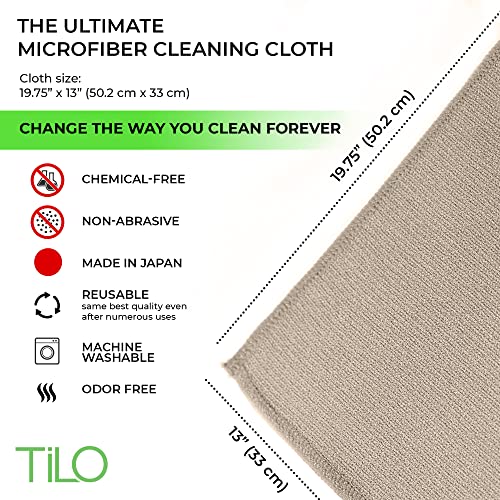 TiLO Microfiber Cleaning Cloth – 19 x 13-inch Microfiber Cleaning Cloths – Ultra-Absorbent and Reusable – Soft Polishing Cloth for Dust, Grease, Dirt – Non-Abrasive – Beige - color: Beige