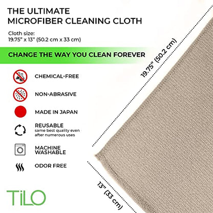 TiLO Microfiber Cleaning Cloth – 19 x 13-inch Microfiber Cleaning Cloths – Ultra-Absorbent and Reusable – Soft Polishing Cloth for Dust, Grease, Dirt – Non-Abrasive – Beige - color: Beige