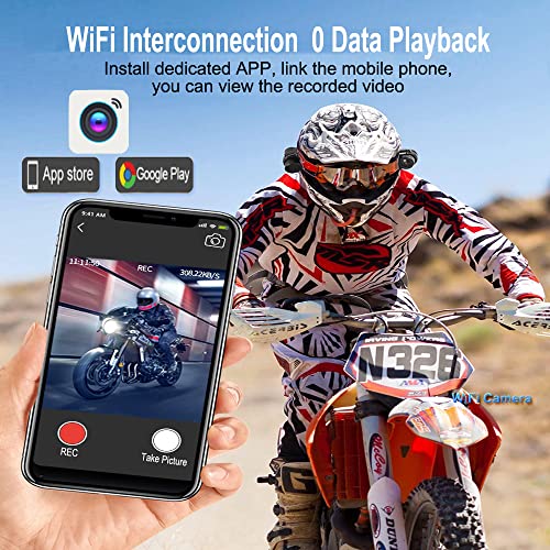 VSYSTO Helmet Cameras for Bike Motorcycle with Remote Control, WiFi 150° Wide Angle HD 1080P Front and Rear Camera Portable Waterproof Action Cam Bicycle Dash Cam, Loop Recording G-sensor(Dual Camera) - style: Dual Camera
