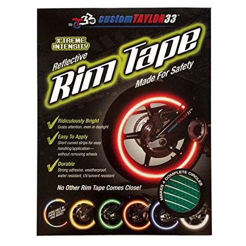 customTAYLOR33 (All Vehicles Green High Intensity Grade Reflective Copyrighted Safety Rim Tapes (Must Select Your Rim Size), 13"/14" (Combination Rim Size) - size: 13"/14" (Combination Rim Size)