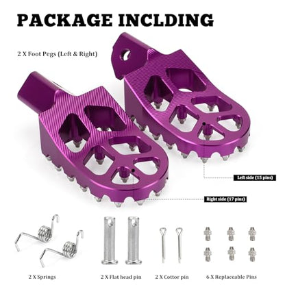 XINGWU Dirt Bike Foot Pegs for Surron Light Bee X/S E-Ride Pro SS/SR/S Talaria MX3 MX4 Segway X160/X260 CRF150F 230F 250F Electric Dirt Bike Foot Peg Rests (Purple) - color: Purple