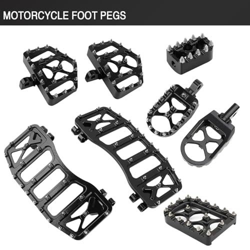 MX Wide Floorboards Foot Pegs Brake Pedal Cover Shifter Peg Kit for Harley Touring 1986-2023 Road Glide Street Glide 86-2017 Softail Fat Boy FL 2012-2016 Dyna FLD (Silver Black) - color: Silver Black