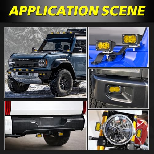 Yellow LED Pods, AKD Part 3 Inch Flood CREE LED Fog Lights 40W Yellow Small Chase Pod Lights Ditch Lights Off Road Driving Lights 2 Packs for Dirt Bike Motorcycle Truck UTV ATV SUV Surron - color: Yellow