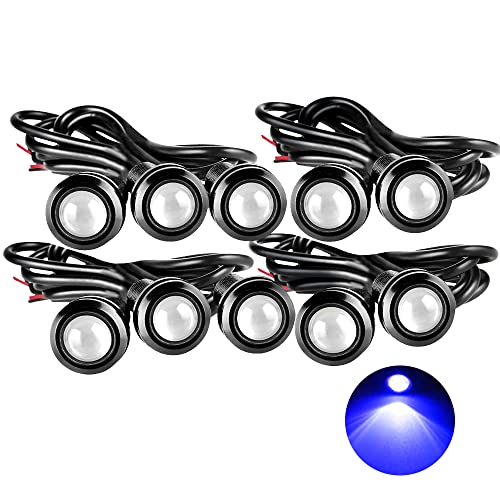 Eagle Eye DIY Ultra Thin 18mm Indicator Markers Daytime Running Lights DRL Tail & Fog Lights for Car, Motorcycle, Truck, Boat (BK Shell-Blue, 10PCS) - color: BK Shell-Blue, size: 10PCS