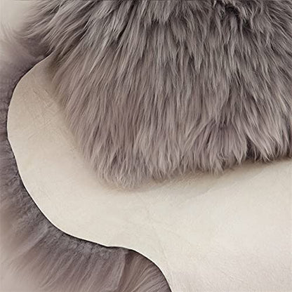Real Genuine Sheepskin Rug Natural Fur Rug Sheep Skin Rugs Grey Full Sheepskin Rugs Authentic Sheep Skin Throw Lambskin Seat Covers for Chairs Wool Seat Pad Cushion Gray (2.3X3.28 ft) - color: 8