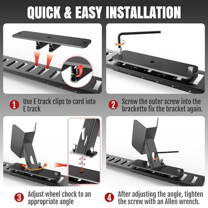 E-Track Dirt Bike Wheel Chock Multi-Angle Adjustment Fits Floor or Wall E-Track, Heavy-Duty Accessory for Trailers Dirt Bikes Bicycles (1Pack) - size: 1 Pack