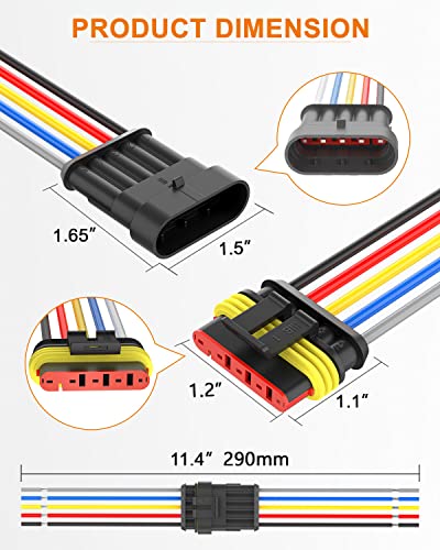 NAOEVO 5 Pin Connector Waterproof, 16 AWG 5 Wire Connectors, Automotive Electrical Male and Female Plug with Heat Shrink Tubing for Car Truck Boat Wire Connection, 6 Kits - size: 5 Pin