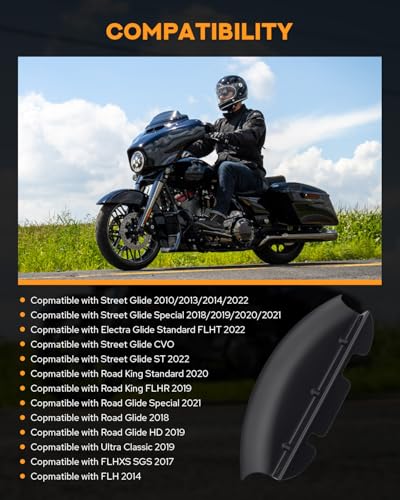 PBYMT Motorcycle Lower Triple Tree Wind Deflector Compatible with Harley Davidson Touring Street Glide Road Glide Electra Glide Road King FLH/T FLHX 2014-2023, Matte Black - color: Matte Black