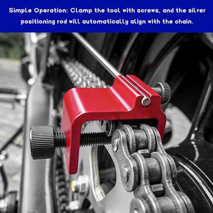 Chain Alignment Tool for Motorcycle, Professional Aluminum Alloy Sprocket Chain Adjustment Tool, Quick & Accurate Alignment Tools for ATV Scooter Dirt Bike Chains Maintenance (Red) - color: Red
