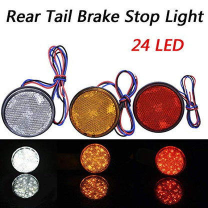 MASO 2x Rear Tail Brake Stop Light Red Universal Car Motorcycle Motorbike Round Reflector LED