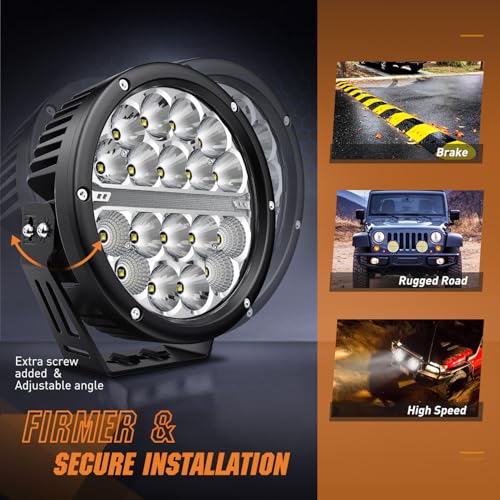Nilight LED Offroad Driving Lights with Amber DRL 2PCS 7 Inch Round 90W IP68 Spot Flood Combo Work Light Bar with 12 AWG DT Connector Wiring Harness Kit for 4x4 Truck ATV UTV SUV - color: 2Pcs 90w 7Inch amber DRL Light Kit