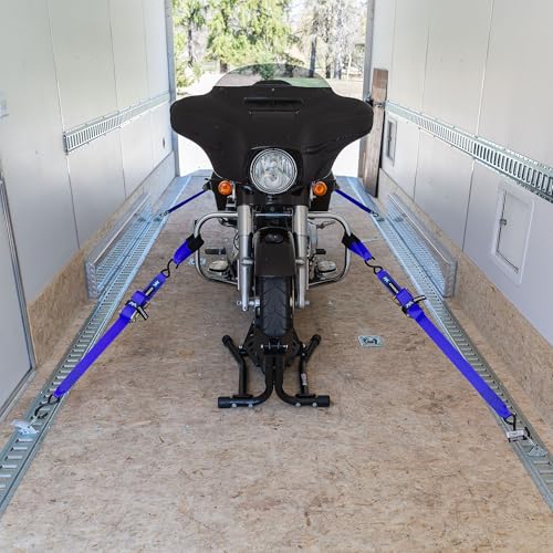 2" x 6' ATV & Motorcycle Ratchet Strap Pack - 4 Tie-Down S-Hook Straps, Soft Loops, Strap Bands & Duffle Bag - 3,335 lb. WLL - Blue - color: blue