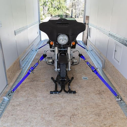 2" x 6' ATV & Motorcycle Ratchet Strap Pack - 4 Tie-Down S-Hook Straps, Soft Loops, Strap Bands & Duffle Bag - 3,335 lb. WLL - Blue - color: blue