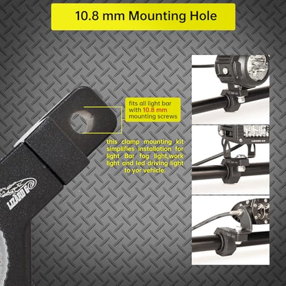 Tube Clamp Univesal 360 Degree Mount Horizontal Bar Clamp 1.625 inch,1.75 inch,1.875 inch,2.0 inch,Roll Bar Clamp for LED Light Bar,Cube Lights,ATVs Whips (4Pack) - size: 1.625~2.0inch