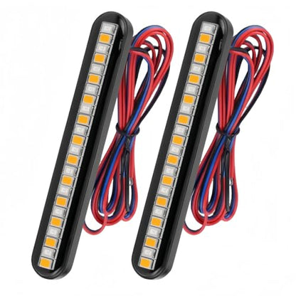 2PCS Universal LED Strip Motorcycle Tail Light Turn Signals Flowing Sequential,24 LED Flexible Brake Stop License Plate Lights Waterproof for Motorcycle Bike ATV Car RV SUV (RED+YELLOW) - color: RED+YELLOW