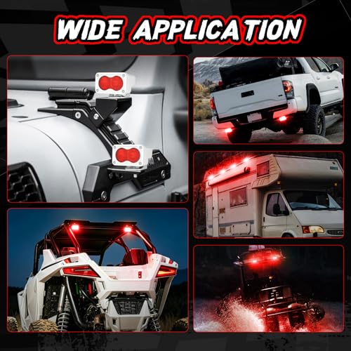 Red LED Pod Lights 3 Inch 2PCS Auxiliary Rear Fog Light Cube Off Road Backup Driving Light Bar Red Hunting Fishing Emergency Safety Signal Work Lights for Truck UTV Pickup Boat - color: Red