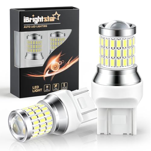 iBrightstar 9-30V Flashing Strobe Blinking LED Reverse Lights 7440 7443 T20 LED Bulbs with Projector Replacement for Back Up Reverse Lights, Xenon White - color: White, size: 7443