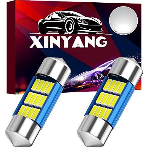 2PCS DE3175 Festoon LED Car Bulb 31mm 1.22in Canbus No Error Extremely Bright 12SMD 4014 Chipsets DE3021 LED Lamp for License Plate Dome Map Door Courtesy Lights,White - color: White, size: DE3175 31mm