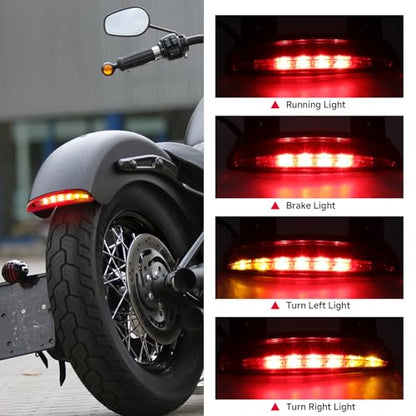 Rich Choices Motorcycle Chopped Rear Fender Edge LED Brake License Plate Tail Light Stop Running Light Turn Signal Lamp for Harley Sportster XL883N 1200N XL1200V XL1200X (Red Lens) - color: Red Lens#1
