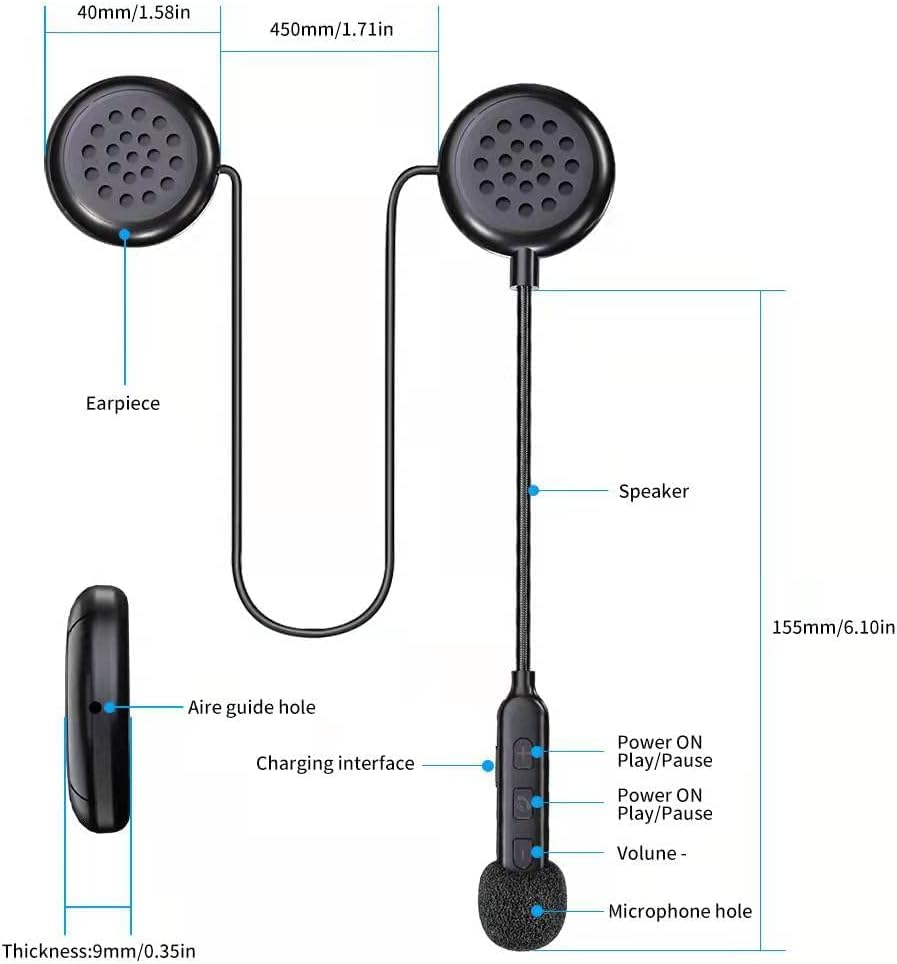 BT40 Motorcycle Helmet Bluetooth Headset, Black, Wireless, Bluetooth 5.0, IP67 Waterproof, 90H Playtime, Modern Style, Adult Unisex, Compatible with Smartphones, MP3, GPS
