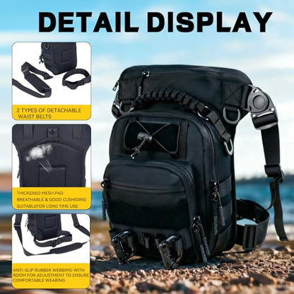 Tactical Drop Leg Bag with Concealed Carry Holster Motorcycle Thigh Pouch for Outdoor, Hiking & EDC Gear, Black - color: Black