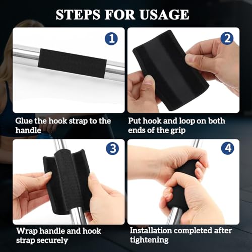 4Pcs Rubber Foam Grip Wrap Easy to Install Handle Grips Handle Covers for Fitness Home Garden Bicycle Exercise Equipment Handlebar Replacement