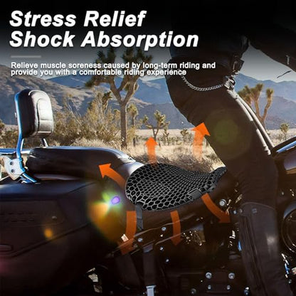 Motorcycle Seat Cushion for Honda CB300R CB150R CB250R CB 300R 150R 250R, 3D Honeycomb Gel Pad with Breathable Mesh, Shock Absorption Motorcycle Honeycomb Breathable Seat Cushion