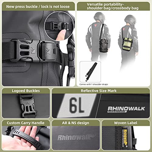 Rhinowalk Motorcycle Frame Bag Saddle Bag Side Bag with Shoulder Strap 6L Motorcycle Tank/Saddle Mount Base