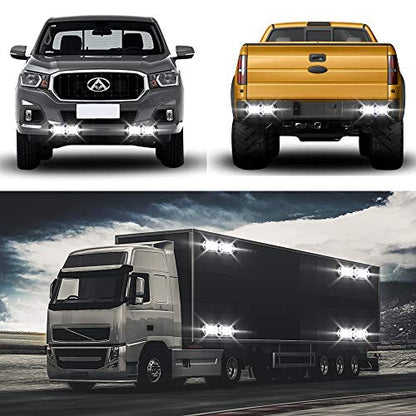12-24V 20-LED Super Bright Emergency Strobe Warning Caution Hazard Construction Waterproof Flashing Strobe LED Light Bar Surface Mount for Car Truck SUV Van (White) - color: White