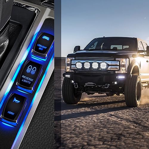 Nilight Reverse Lights Rocker Switches Led Light Bar Switch 5 Pin Laser On Off SPST switches 20A/12V 10A/24V Blue with Jumper Wires Set for Cars Trucks Boats ATVs UTVs RVs - size: REVERSE LIGHTS